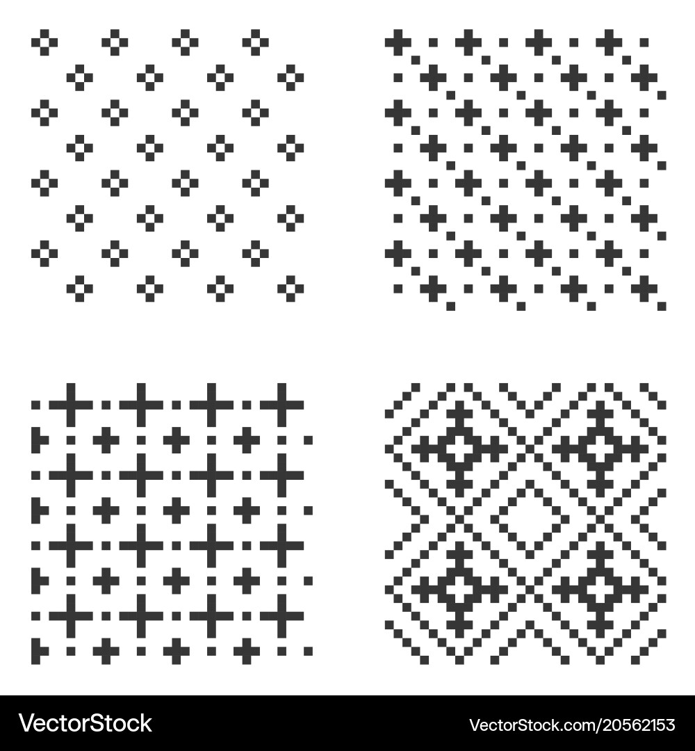 Pixel Ethnic Pattern Set Vector Image