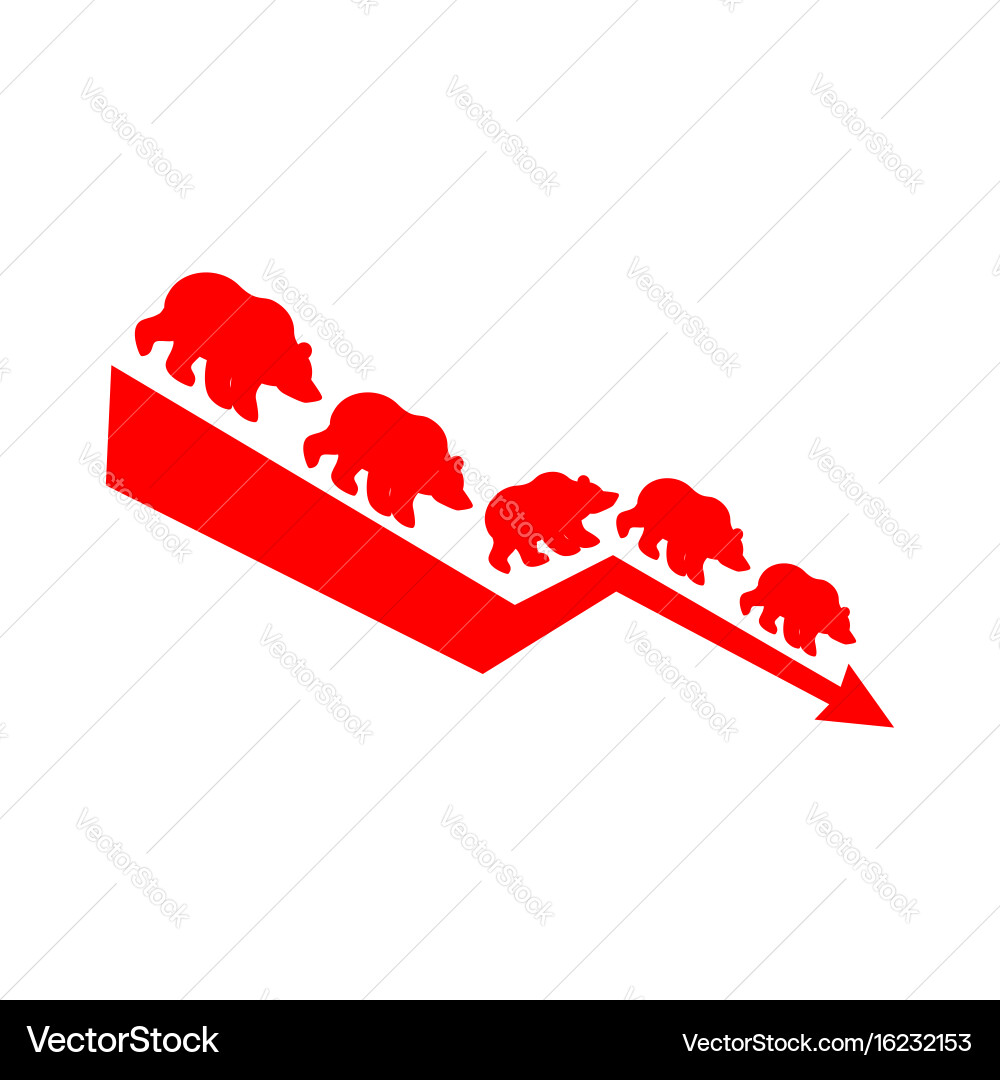 Red bear down arrow exchange trader business Vector Image