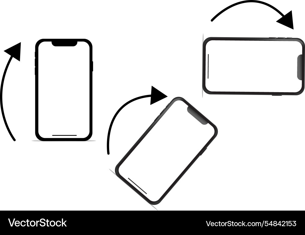 Rotate mobile phone device rotation symbol turn Rotate mobile phone device rotation symbol turn Vector Image