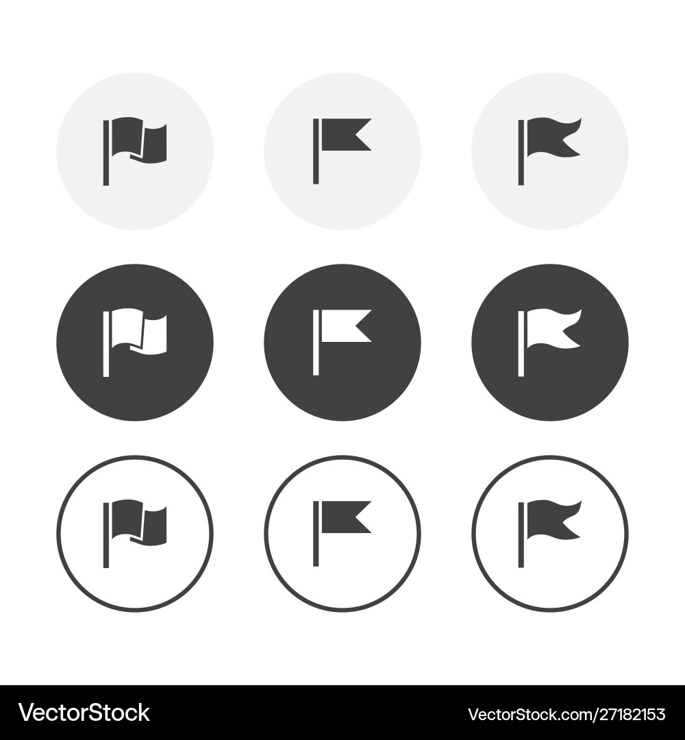 Set 3 simple design flag icons rounded vector image