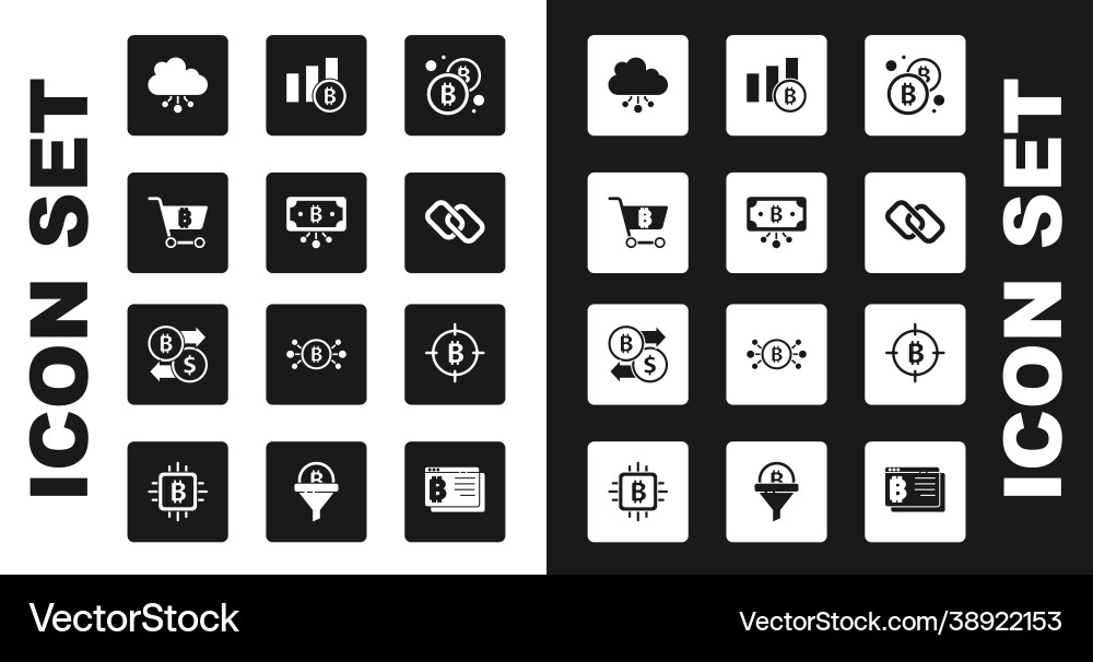Set bitcoin with circuit shopping cart Set bitcoin with circuit shopping cart vector image