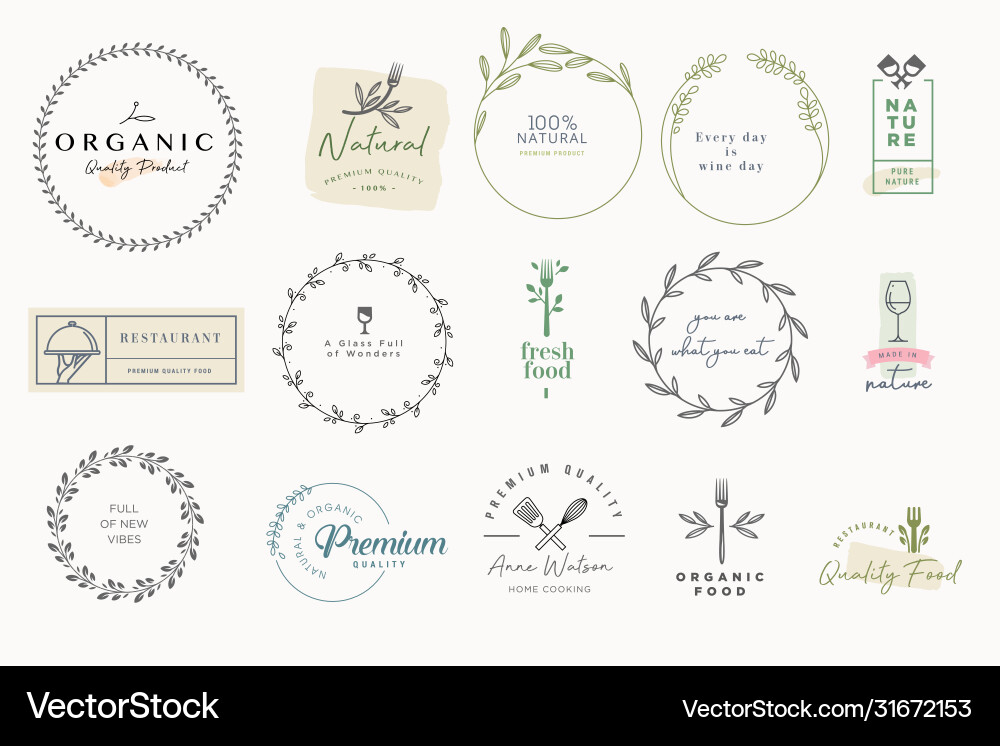 Set labels and badges for food drink Set labels and badges for food drink vector image