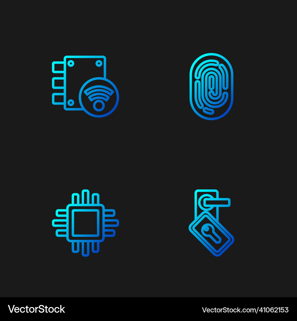 Set line digital door lock processor with cpu Set line digital door lock processor with cpu vector image
