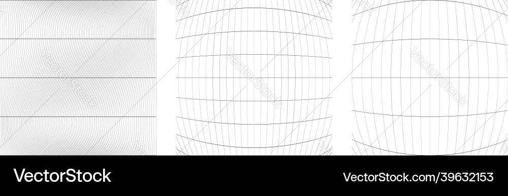 Set of deformed distorted grids meshes flex Vector Image