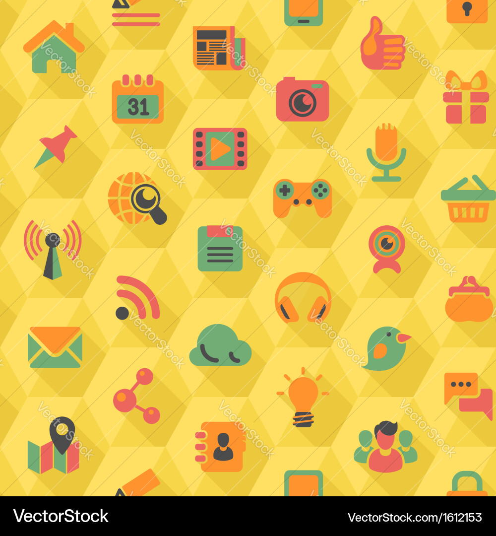 Social networking hexagon yellow pattern vector image
