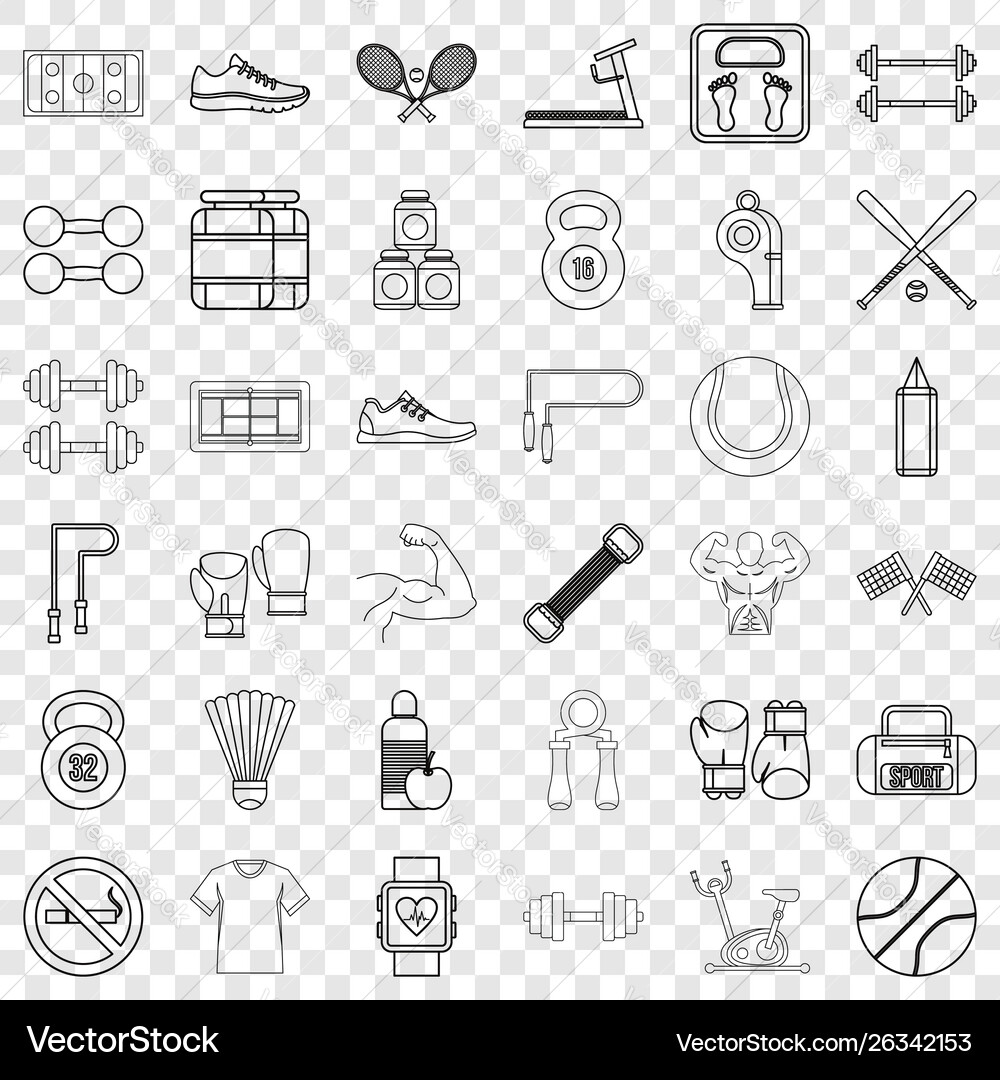 Treadmill icons set outline style Treadmill icons set outline style vector image