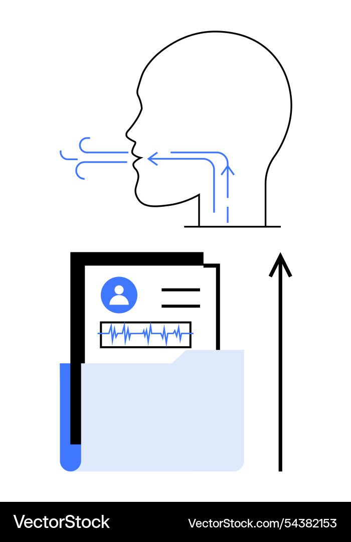 Visual concept of breathing and data flow Vector Image