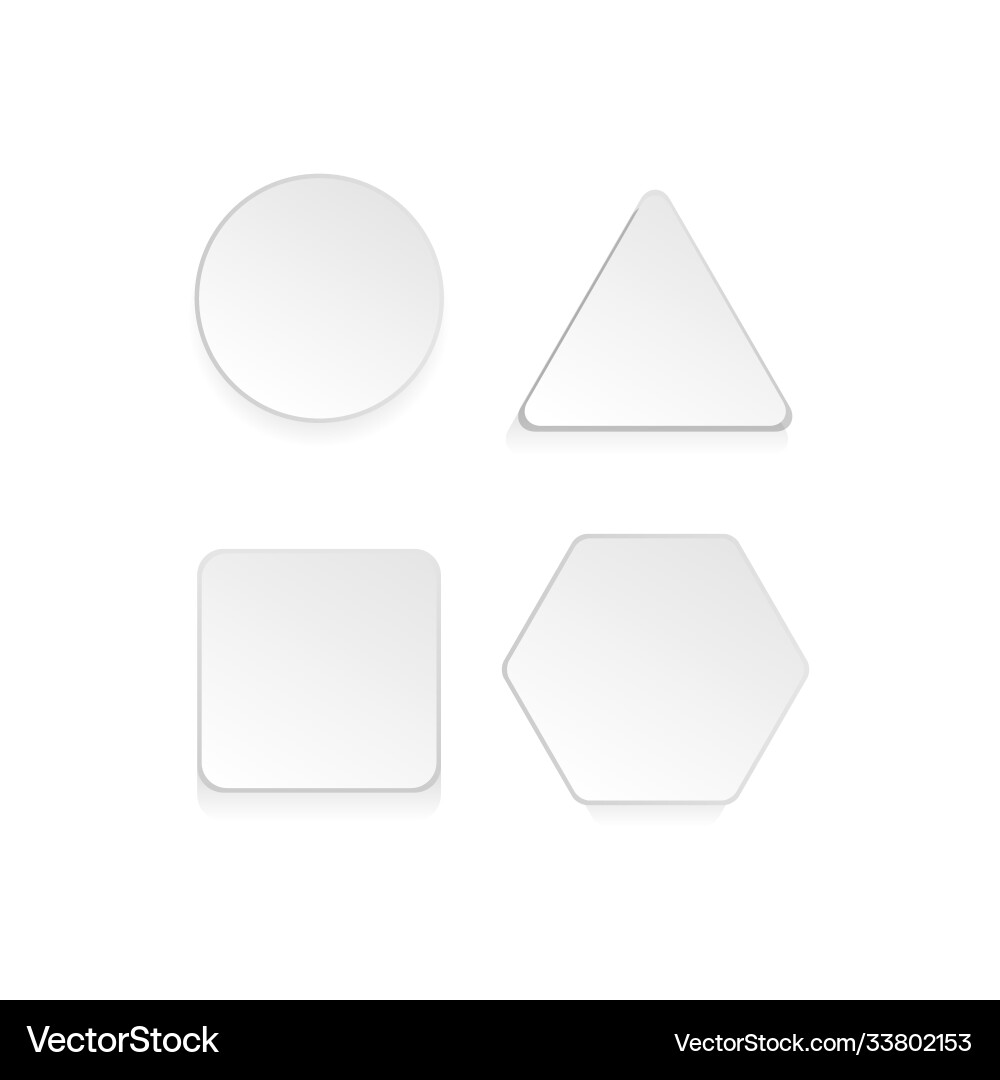 White 3d blank square and rounded button Vector Image