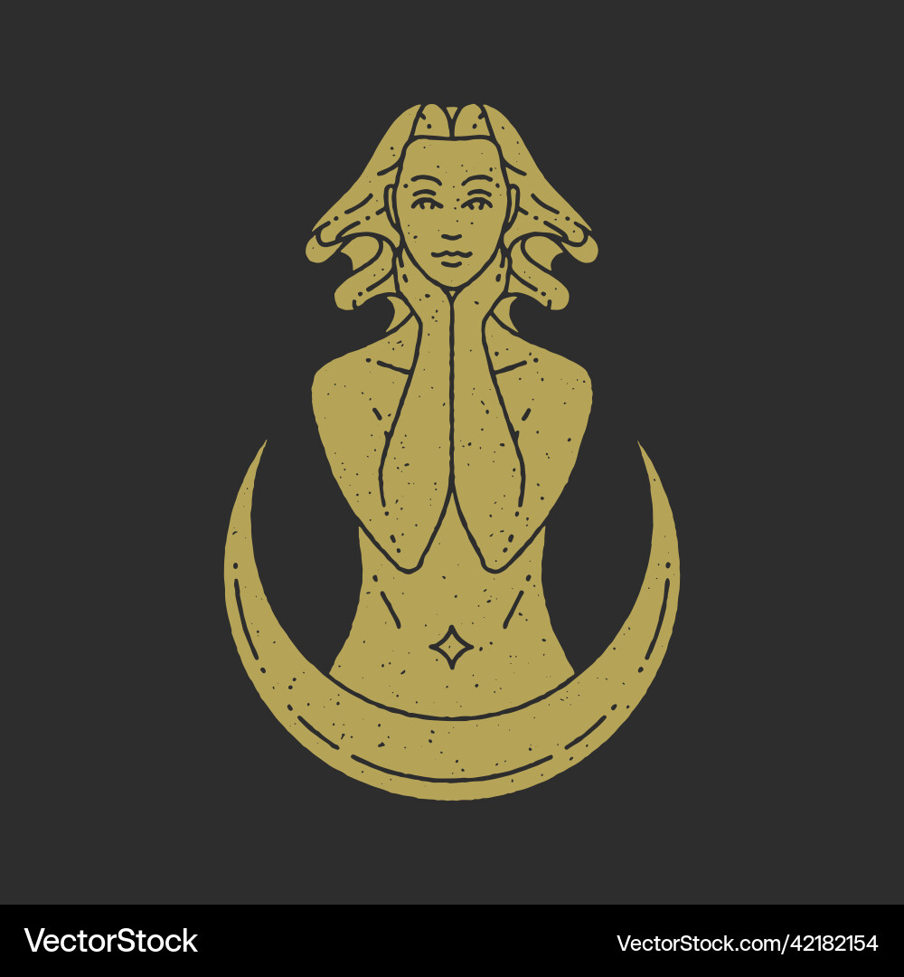 Antique esoteric woman with naked body posing Antique esoteric woman with naked body posing vector image