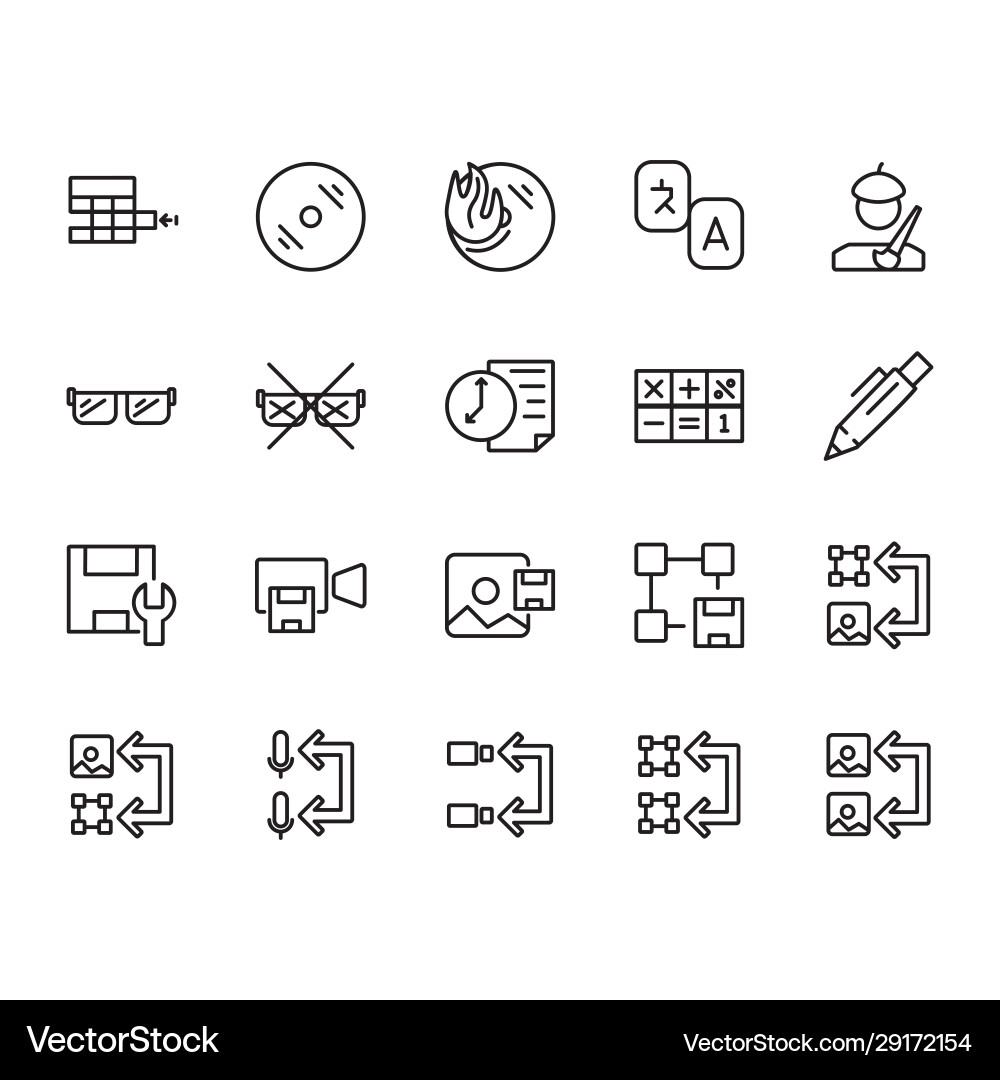 Application icon set design line style part 7 Application icon set design line style part 7 vector image