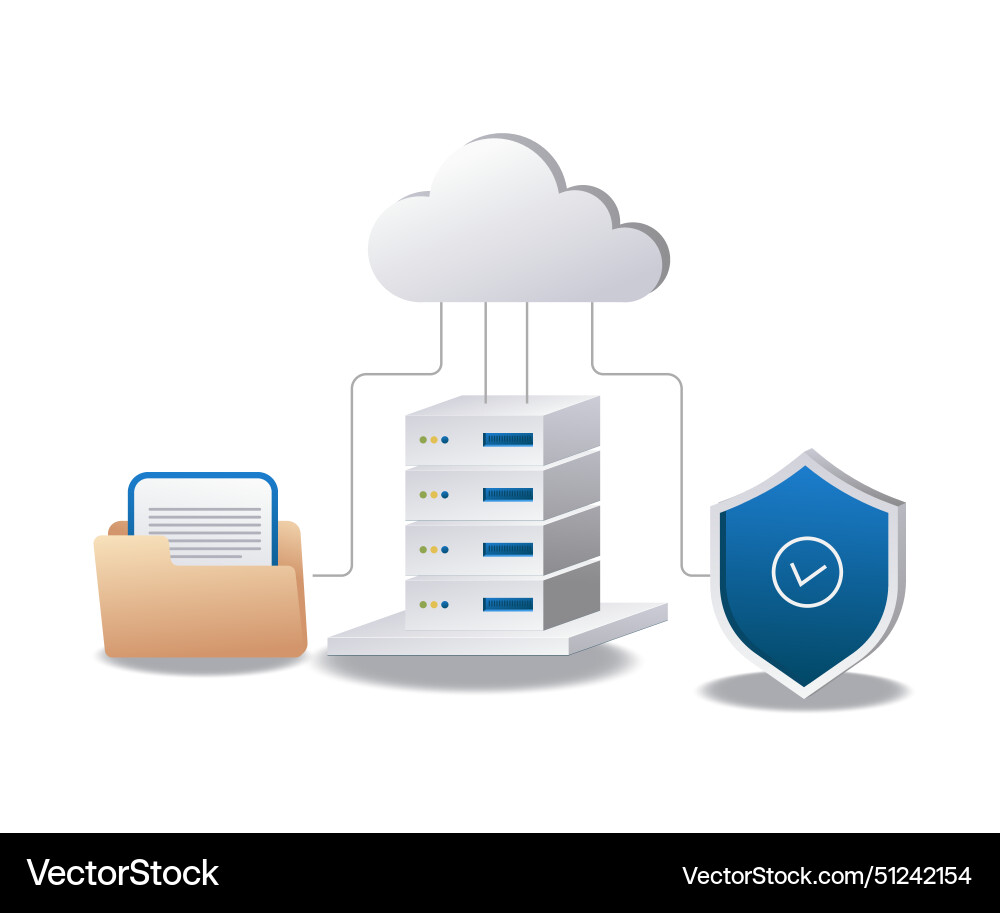 Data security is stored on the cloud server Data security is stored on the cloud server Vector Image