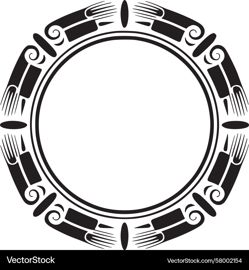 Elegant Circular Frame with Intricate Patterns Vector Image