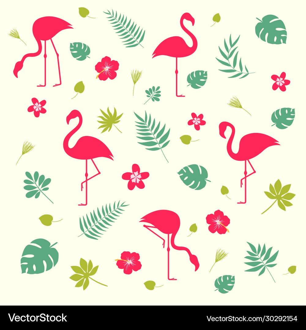 Flamingo and palms pattern seamless design Flamingo and palms pattern seamless design vector image