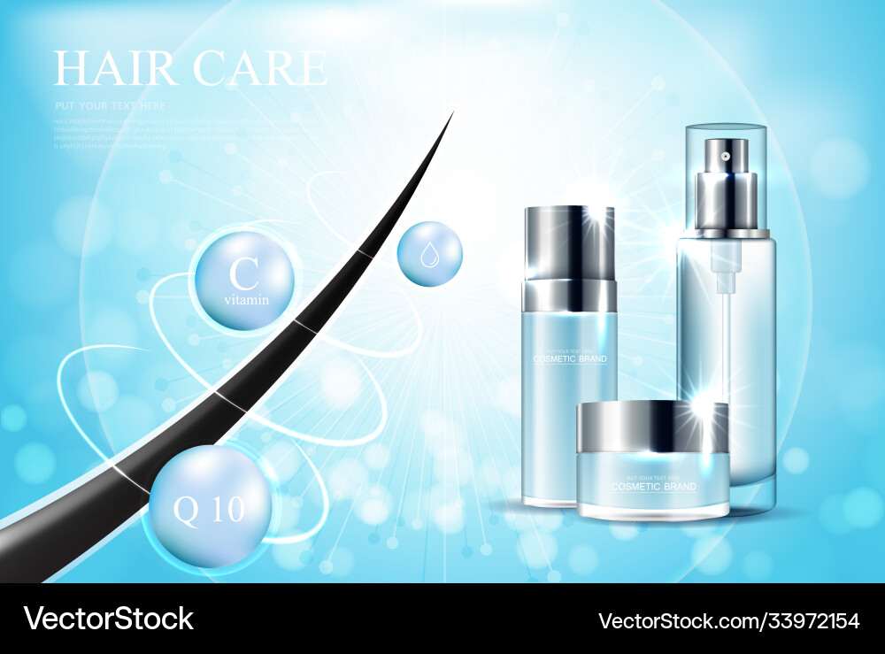 Hair care products prevent split ends serum Hair care products prevent split ends serum vector image