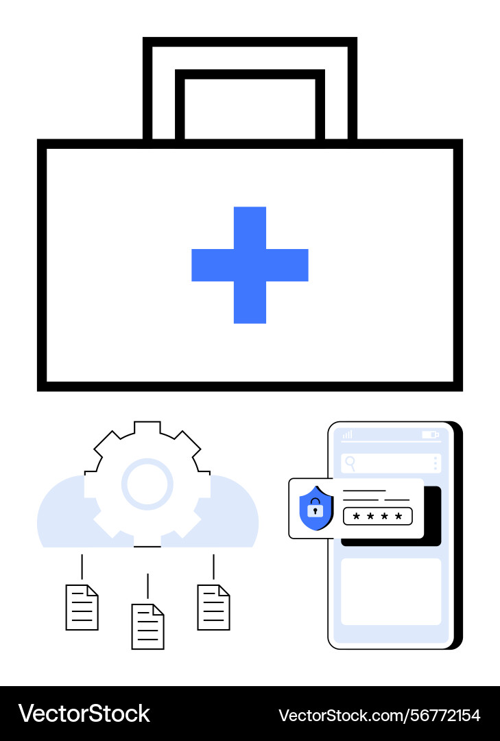 Healthcare and data security concept with cloud Vector Image