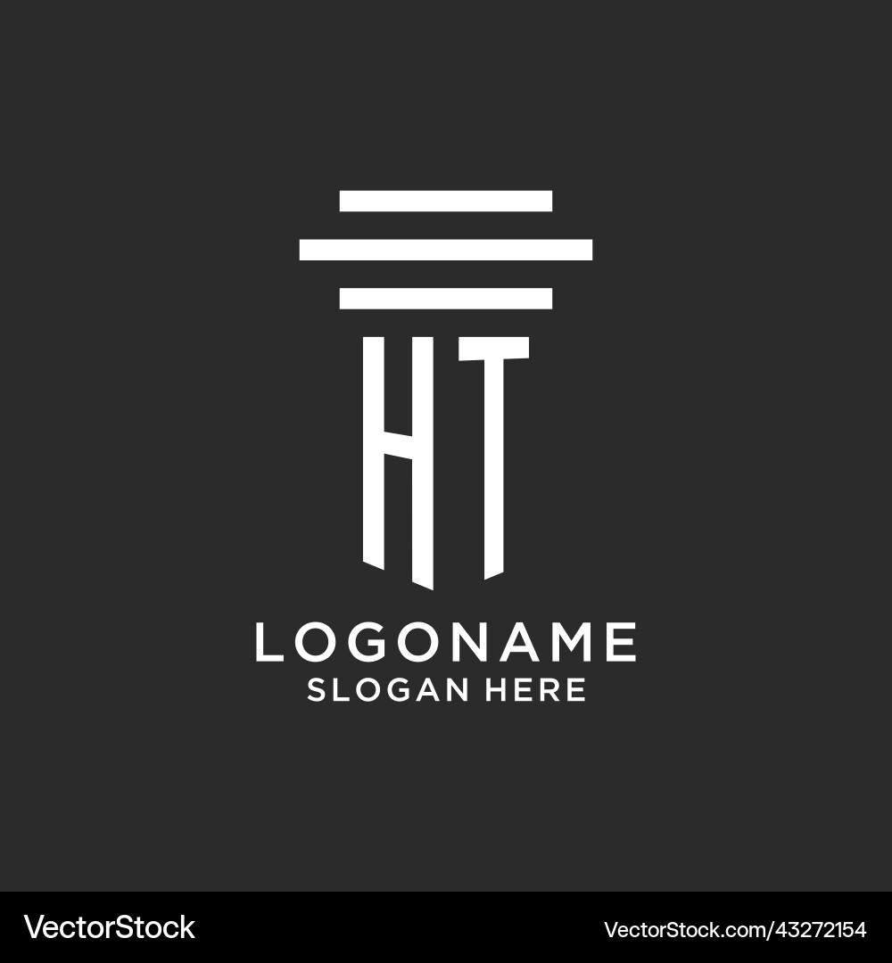 Ht initials with simple pillar logo design Vector Image