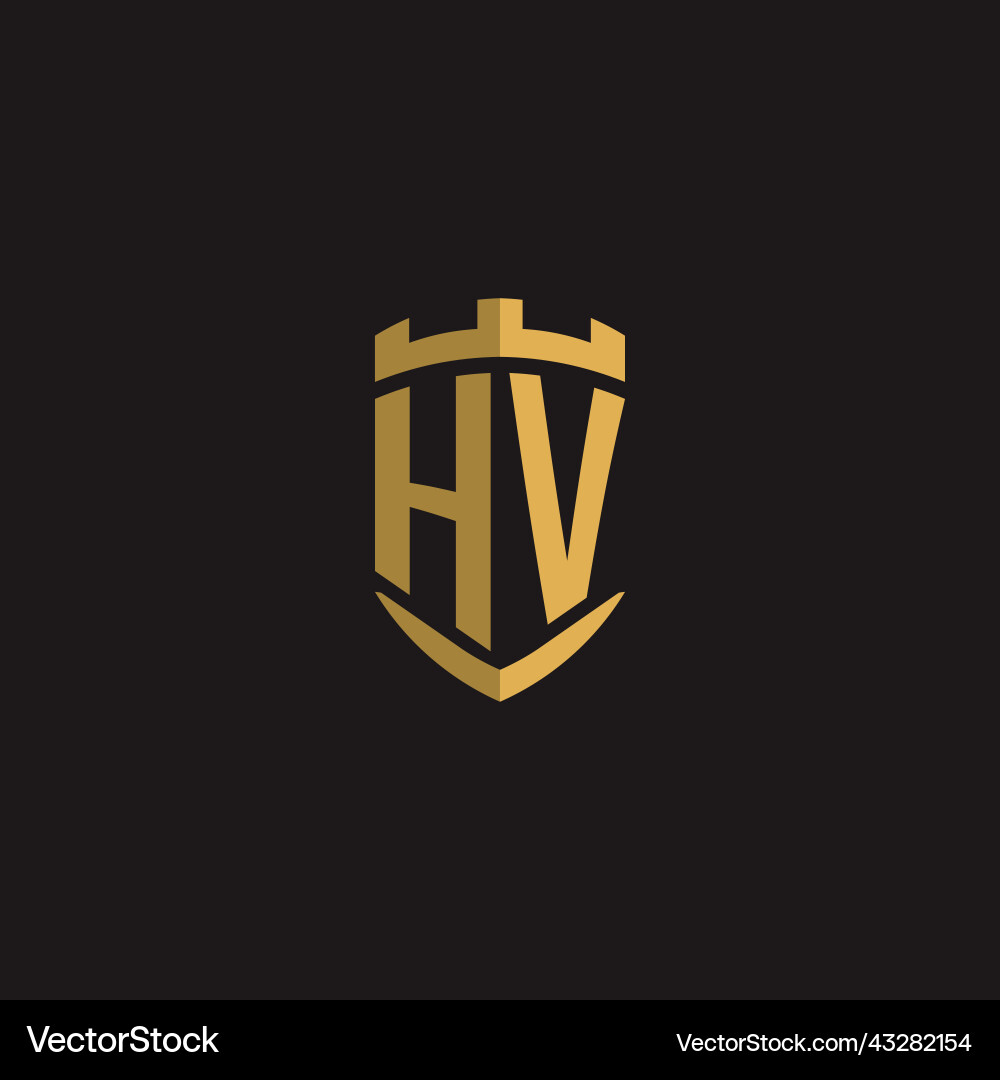 Initials hv logo monogram with shield style design Vector Image