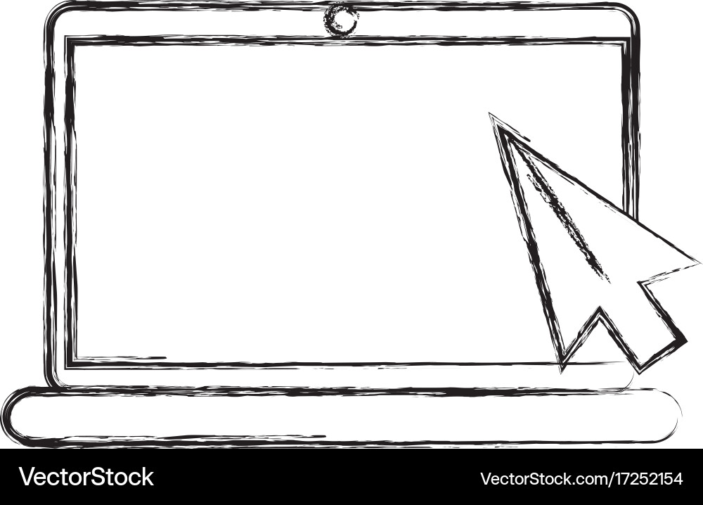 Laptop computer with mouse pointer vector image