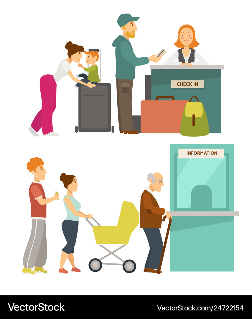 Line or queue information window check in desk Line or queue information window check in desk vector image