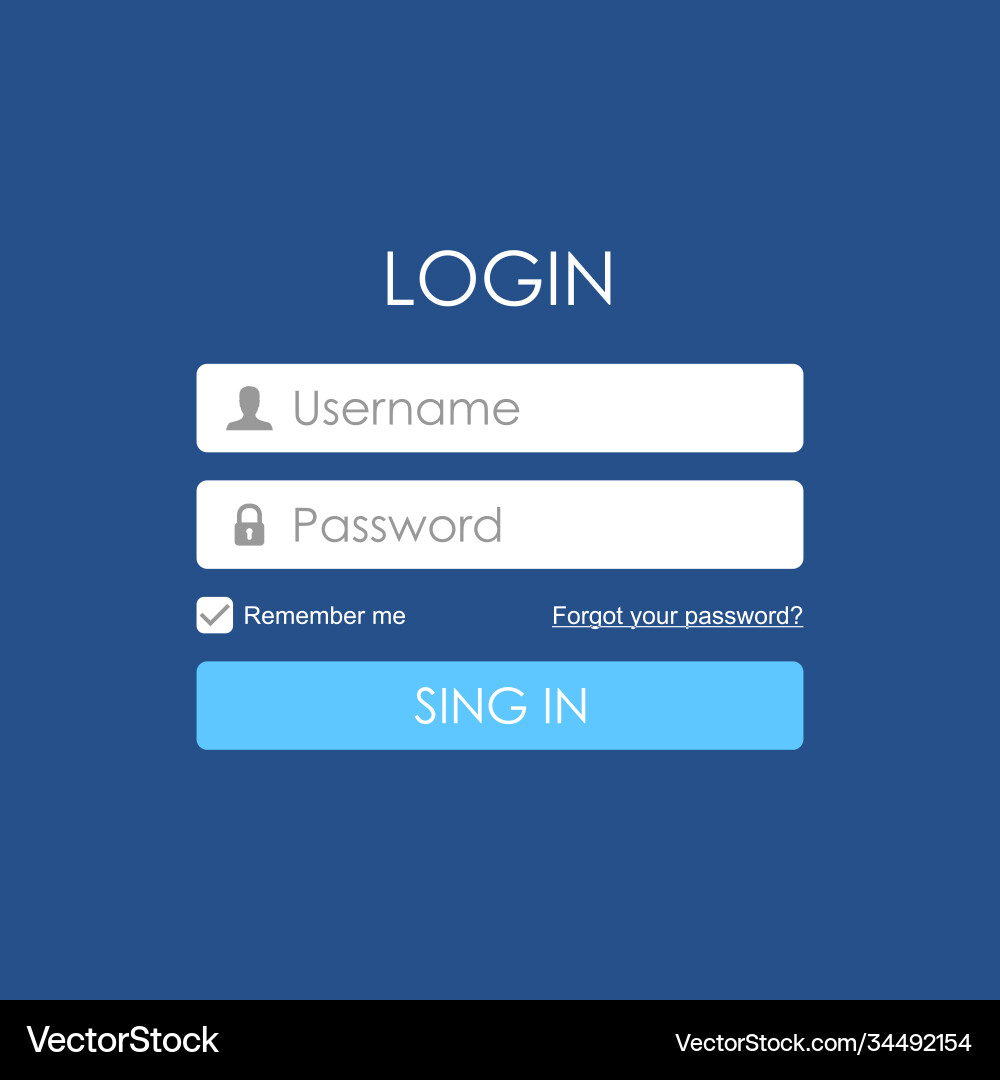 Login user interface sign in web element template Login user interface sign in web element template vector image
