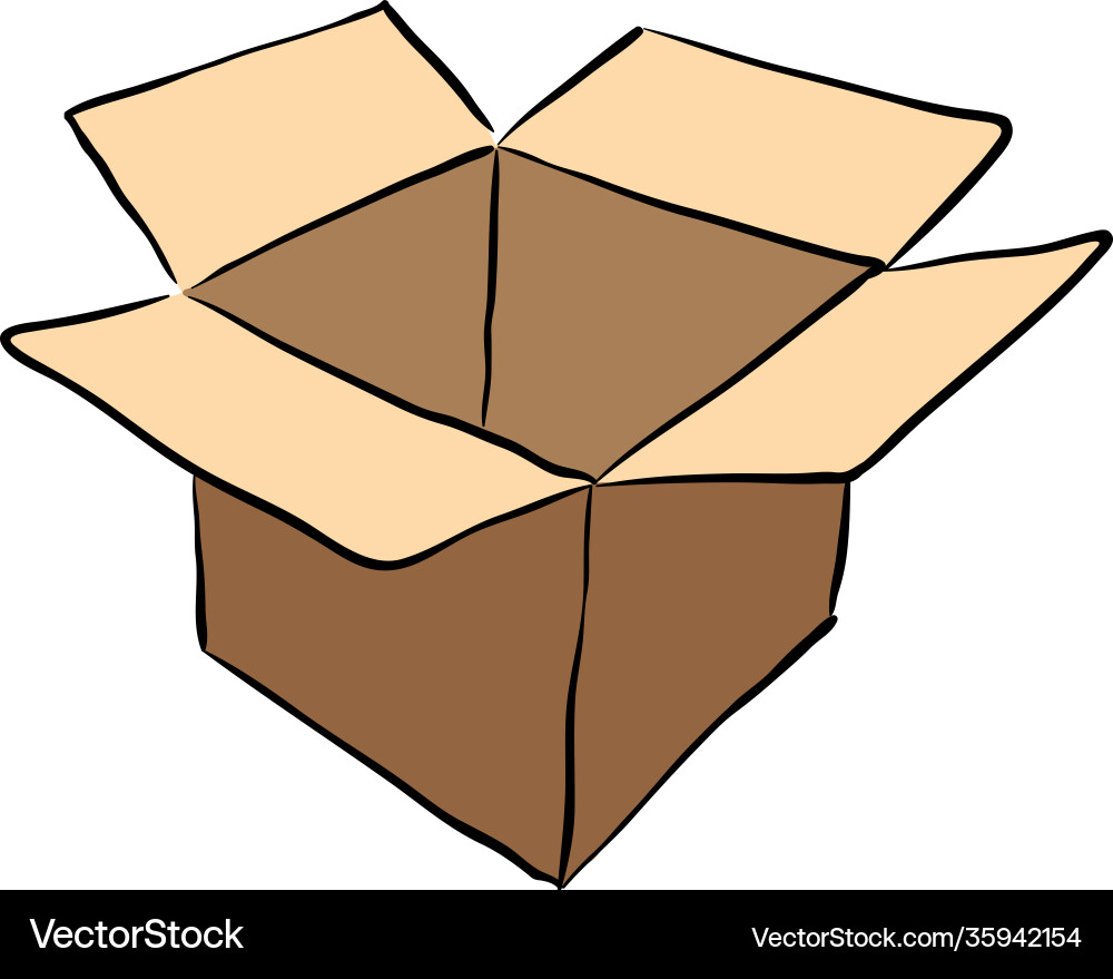 Opened carton box container object mockup Opened carton box container object mockup Vector Image