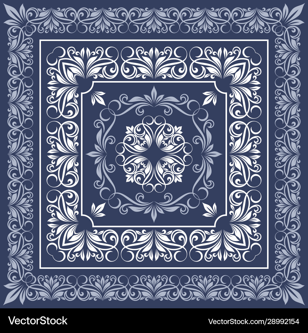 Quadratische Rahmenvorlage Bandana mit Vintage Quadratische Rahmenvorlage Bandana mit Vintage vektorbild