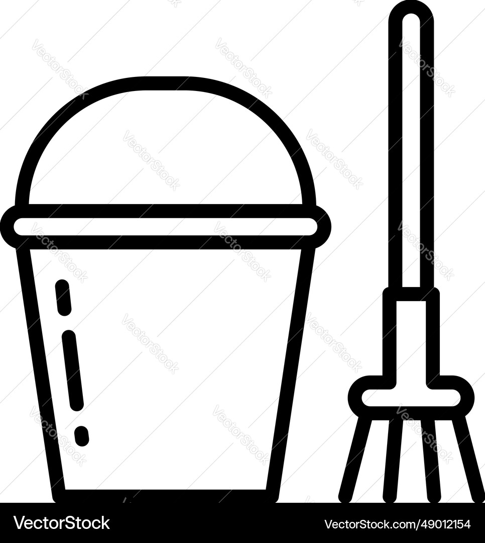 Sand bucket and rake icon thin line style Vector Image