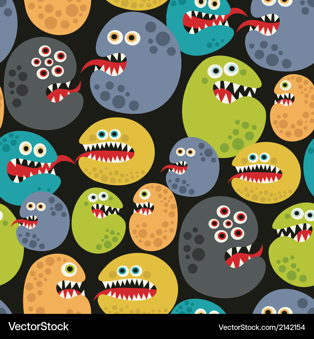 Seamless pattern with colorful virus monsters vector image