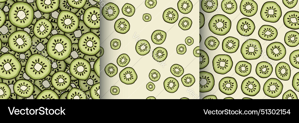 Seamless patterns with kiwi Vector Image
