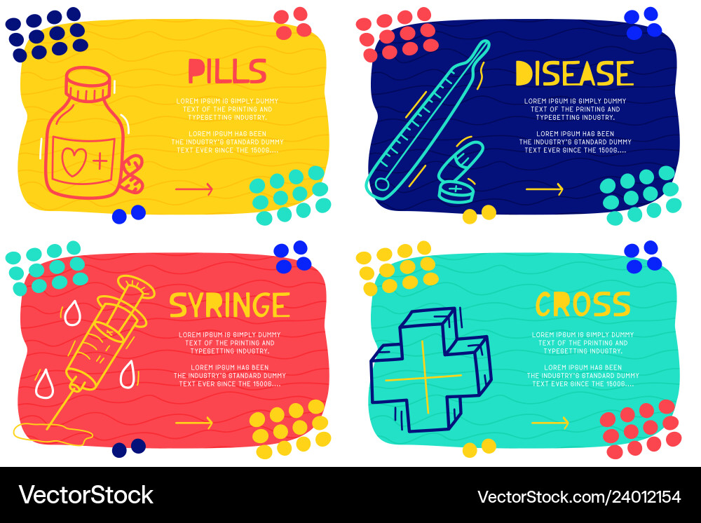 Set abstract landing page pattern with different vector image