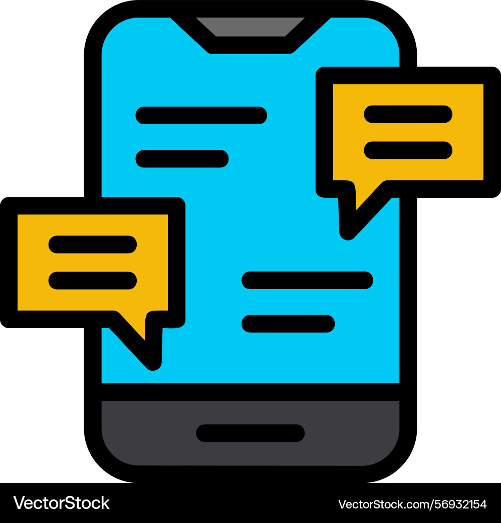 Text message line filled style icon design Vector Image