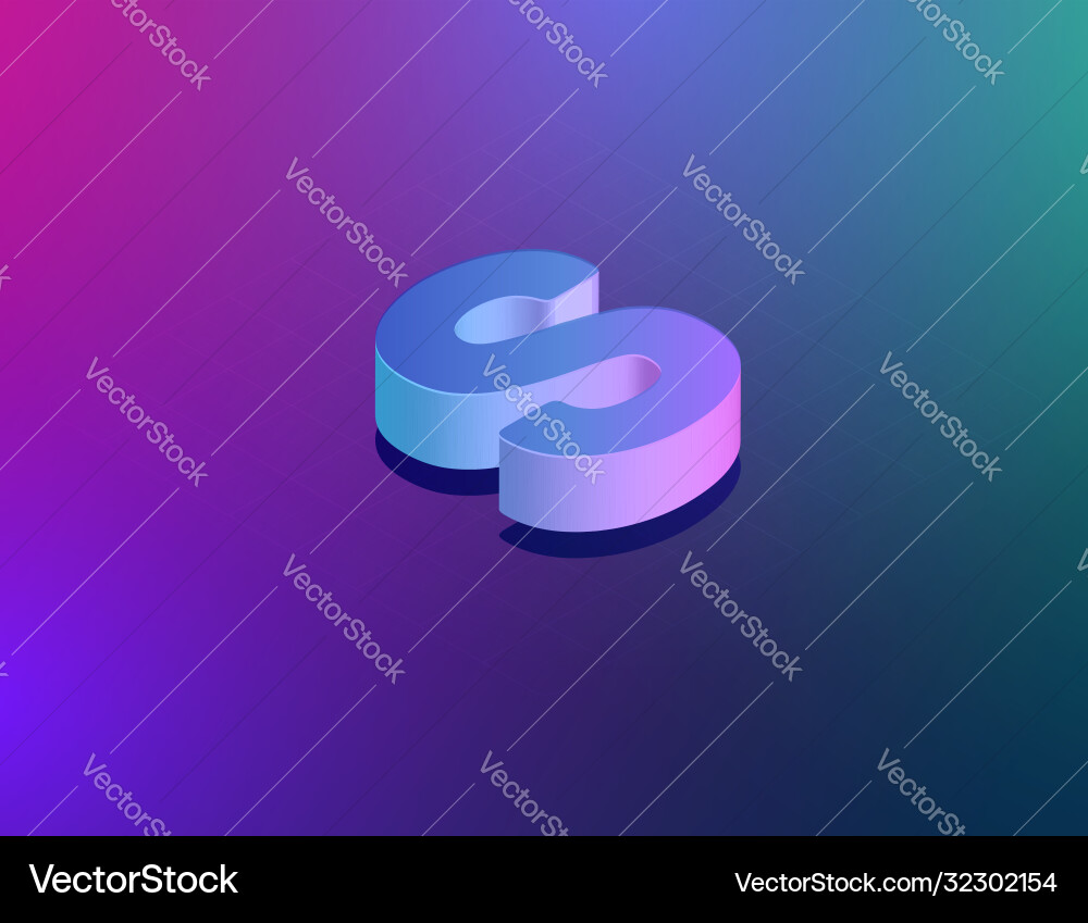 Three dee tech font character s isometric Vector Image