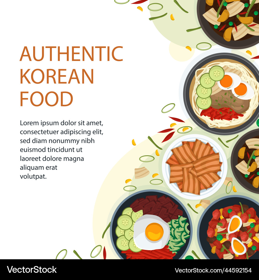 Traditional korean food restaurant posts set Traditional korean food restaurant posts set vector image
