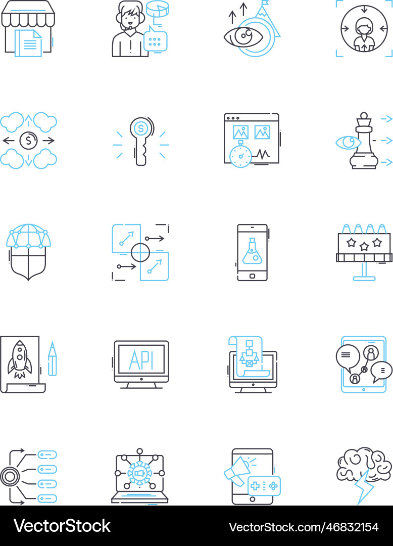 Virtual communication linear icons set Vector Image