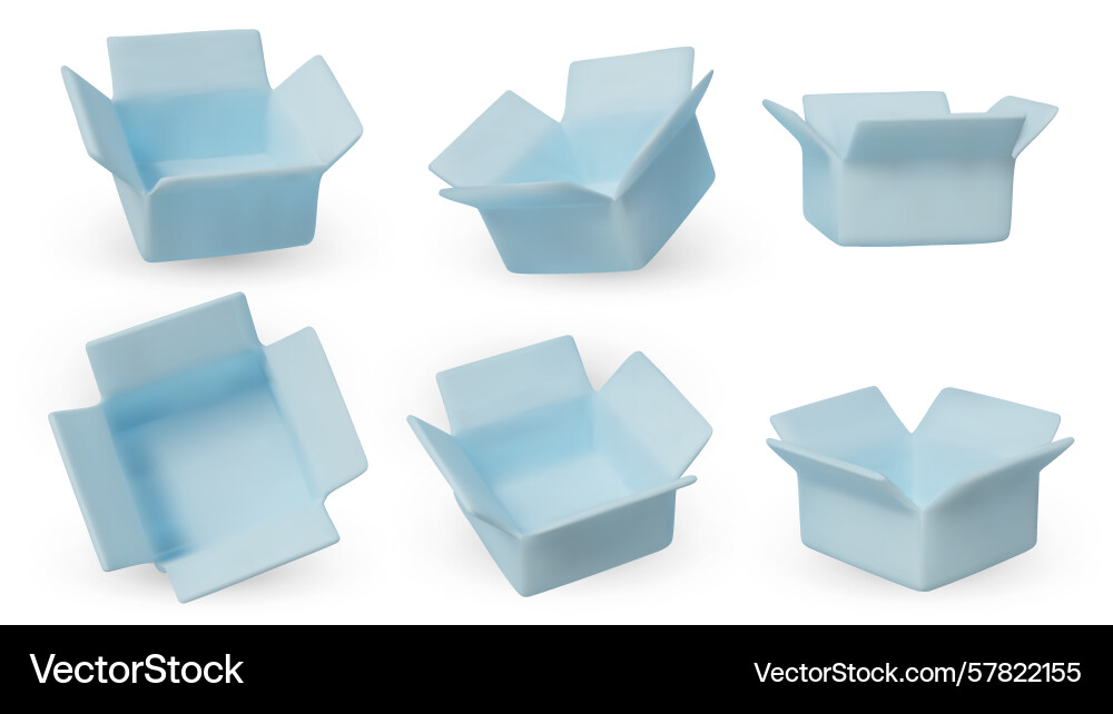 3d render of empty bright yellow open boxes Vector Image