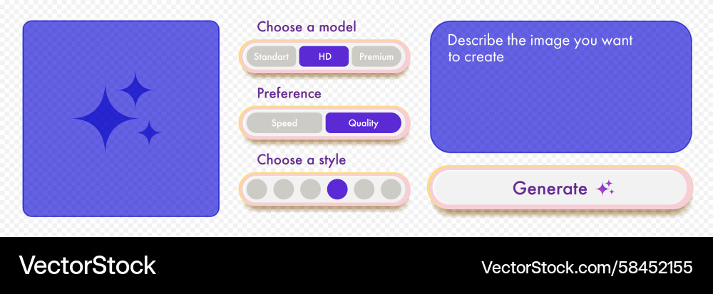 AI Image Generation UI Vector Image