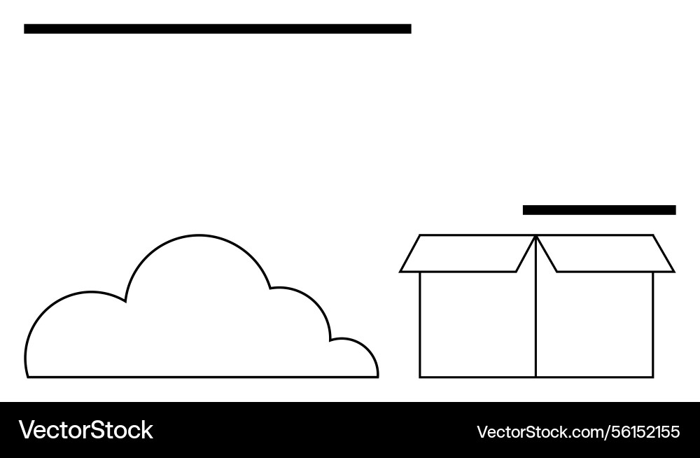 Cloud and box with minimalist lines representing Cloud and box with minimalist lines representing vector image