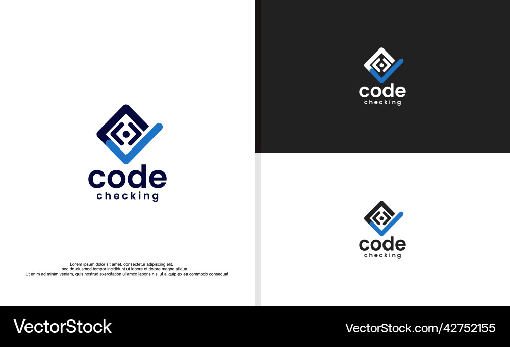 Code checking simple logo for technology company Vector Image