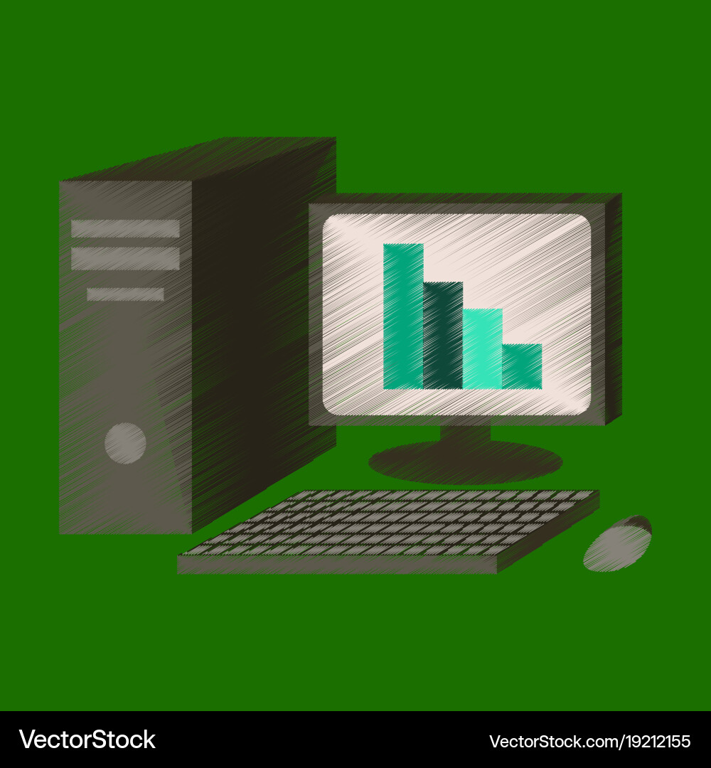 Flat shading style icon office computer vector image