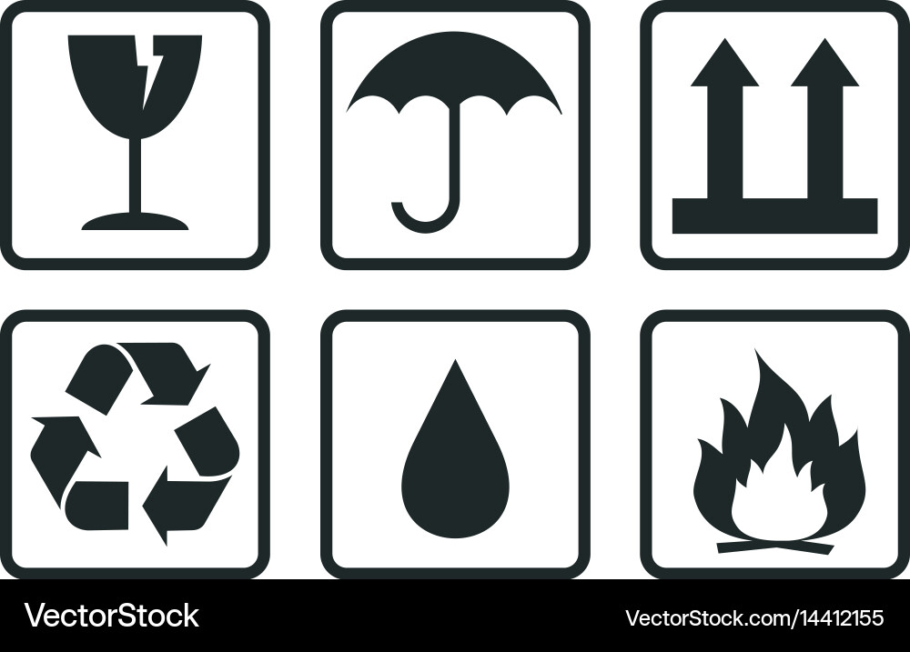 Fragile Box Symbol Set vector image