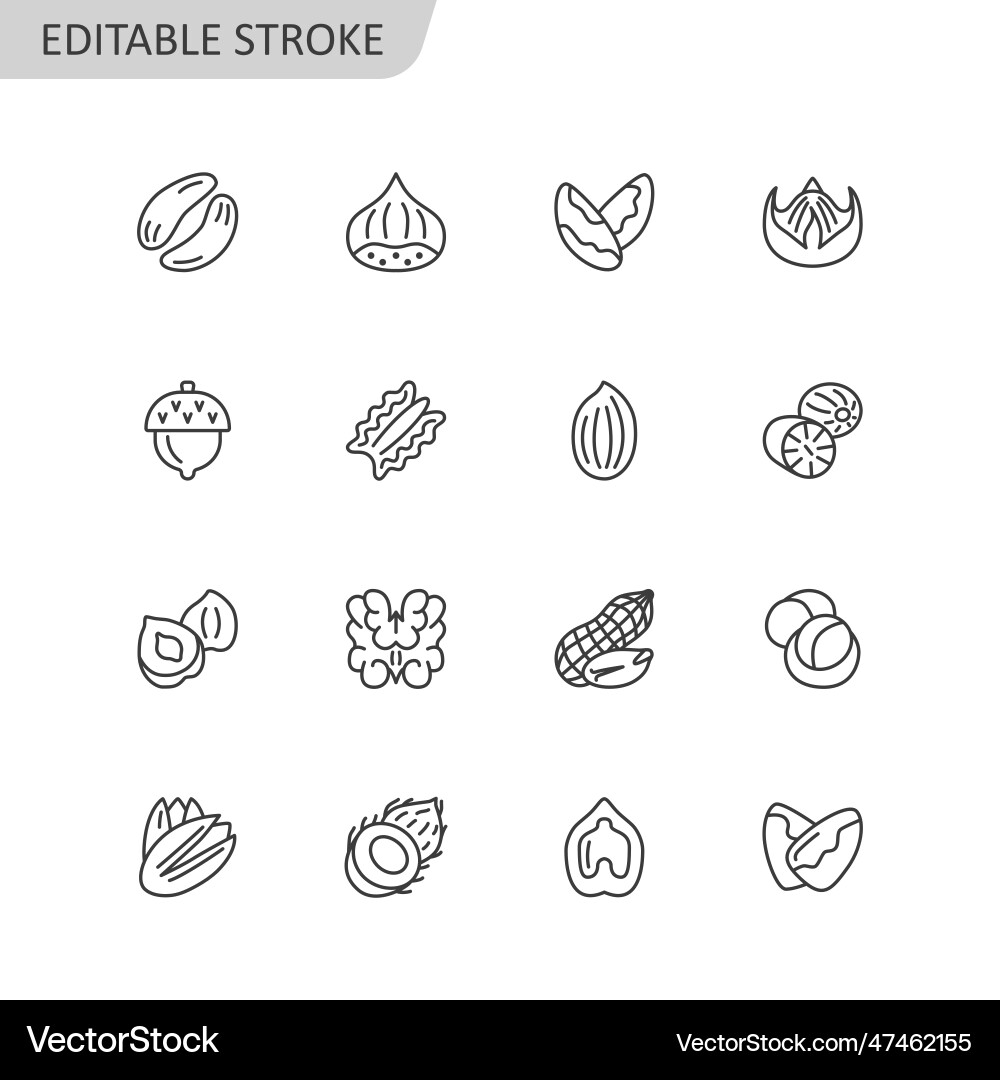 Nut flache Linie Icon Sammlung Nut flache Linie Icon Sammlung vektorbild