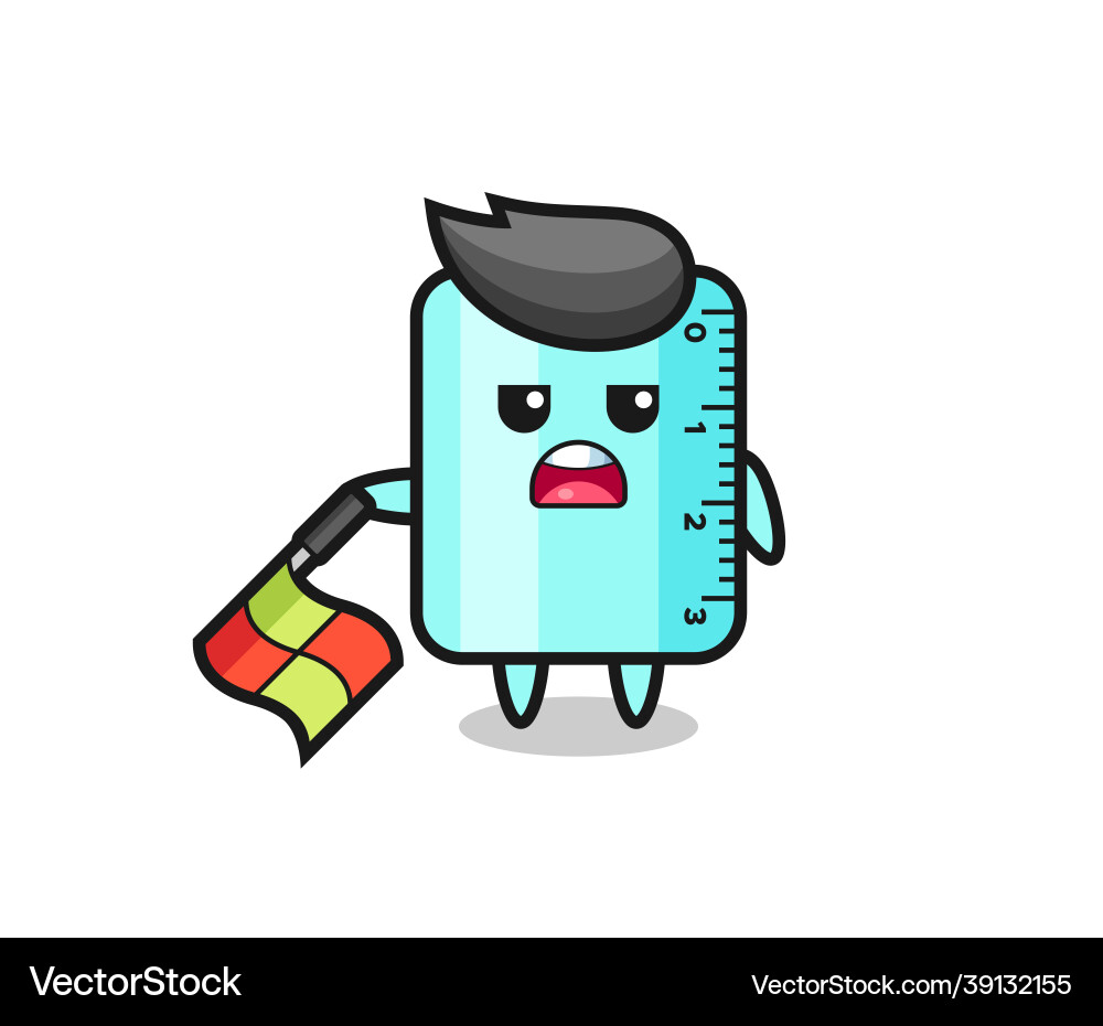 Ruler character as line judge hold the flag down Ruler character as line judge hold the flag down vector image