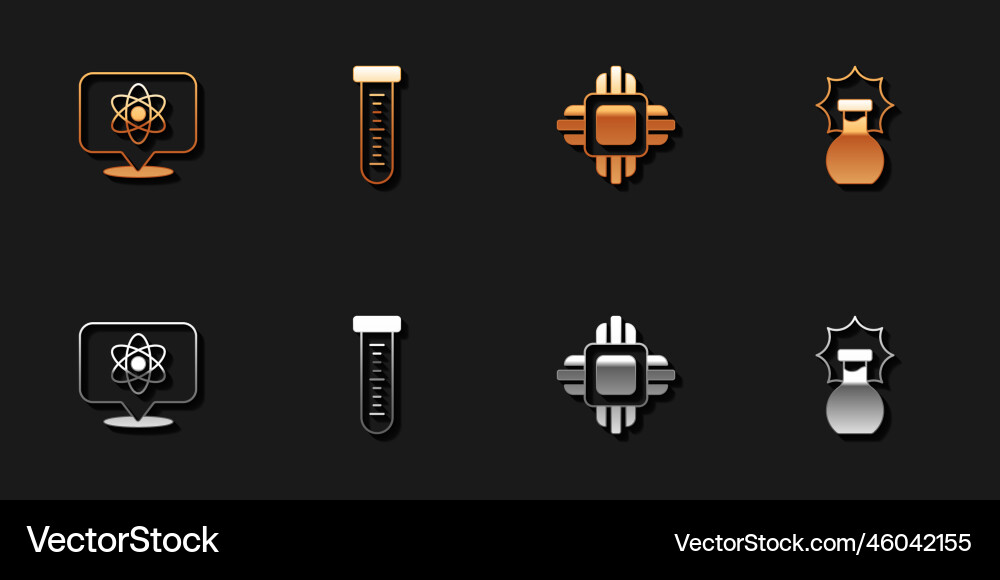 Set atom test tube processor cpu and explosion Set atom test tube processor cpu and explosion vector image