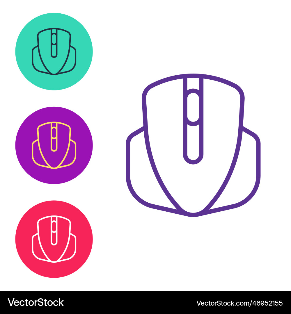 Set line computer mouse gaming icon isolated vector image
