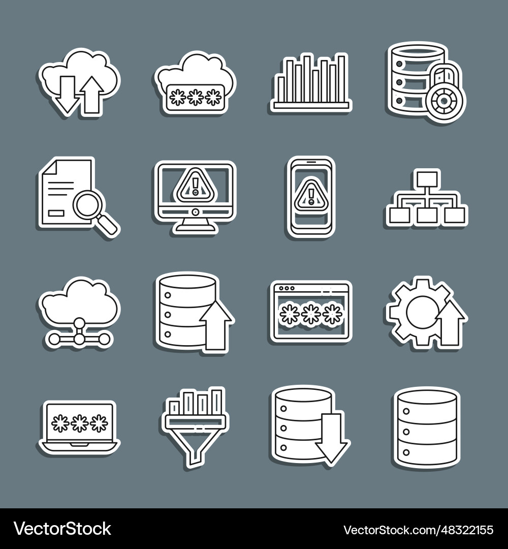 Set line server data web hosting arrow growth Set line server data web hosting arrow growth vector image