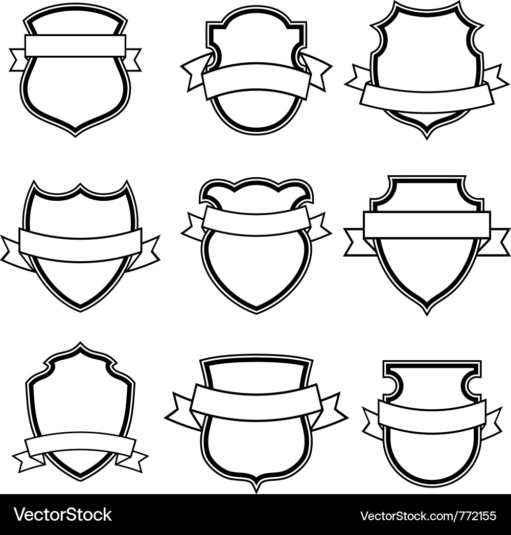 Shield with ribbon collection set Royalty Free Vector Image