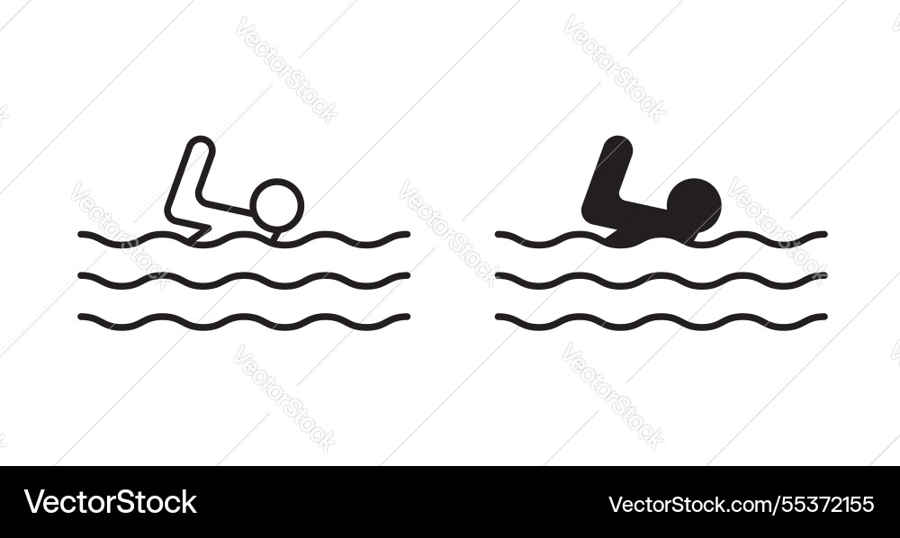 Swimmer icon set in thin line for web Swimmer icon set in thin line for web vector image
