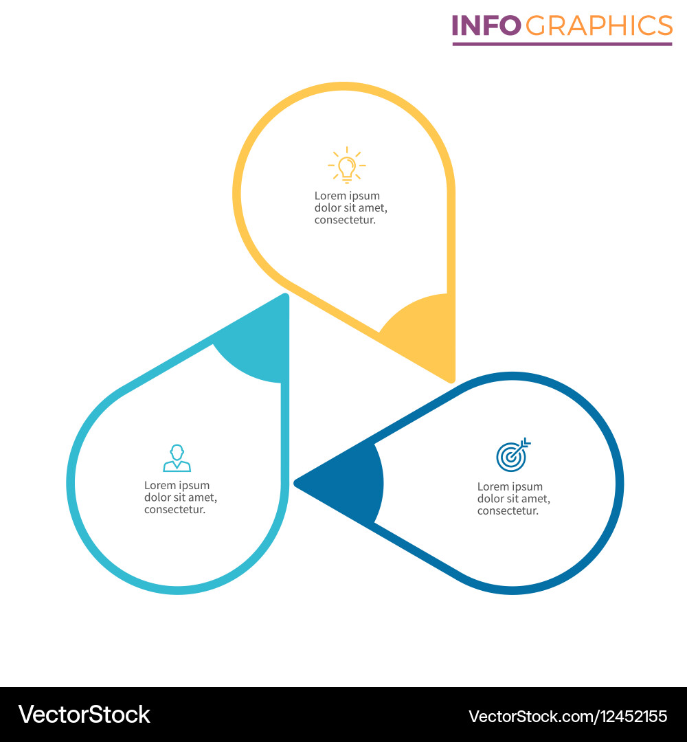 Three Step Circular Diagram with Pointers vector image