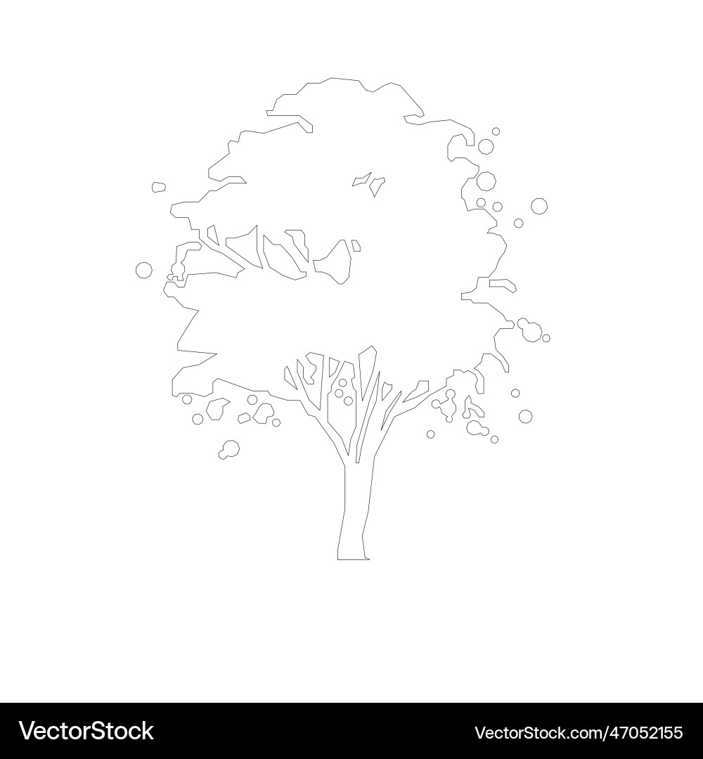 Tree line drawing side view Vector Image