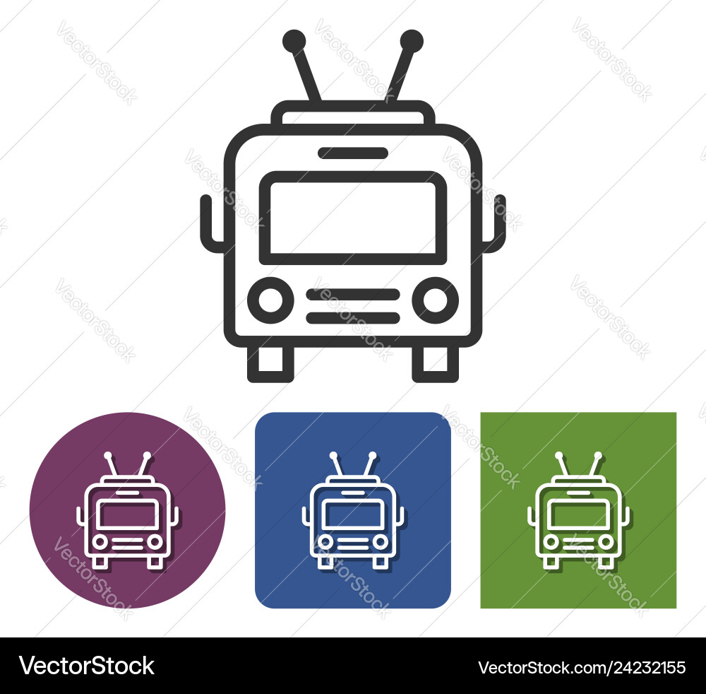 Trolleybus line icon in different variants Trolleybus line icon in different variants vector image